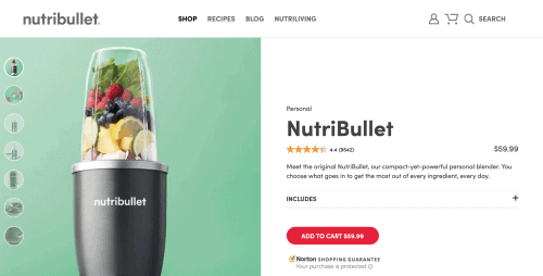 NutriBullet网站页面